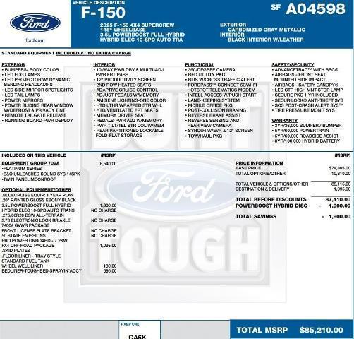 new 2025 Ford F-150 car, priced at $75,531