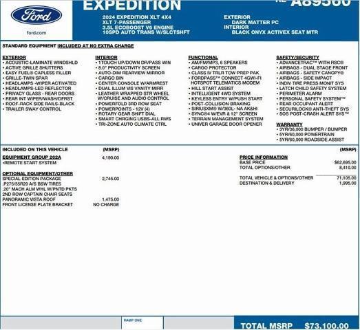 new 2024 Ford Expedition car, priced at $60,764