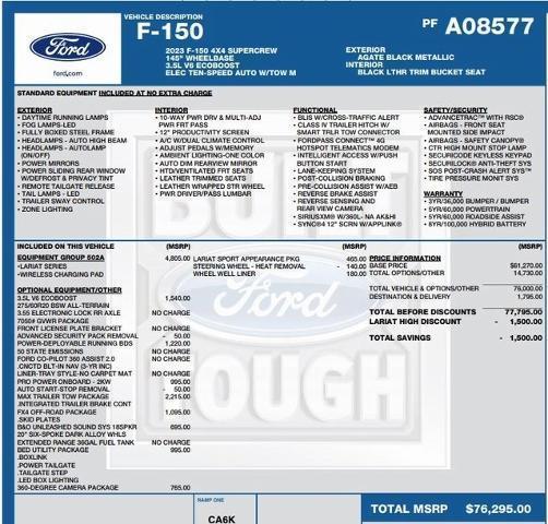 new 2023 Ford F-150 car, priced at $63,769