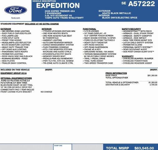 new 2025 Ford Expedition car, priced at $78,255