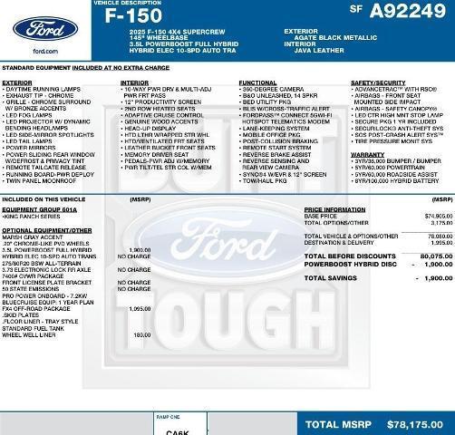 new 2025 Ford F-150 car, priced at $67,866