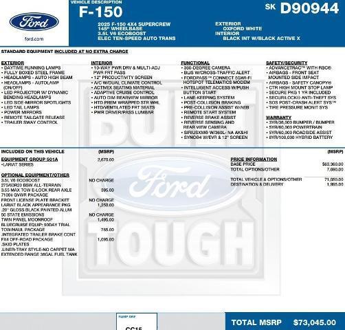 new 2025 Ford F-150 car, priced at $63,078