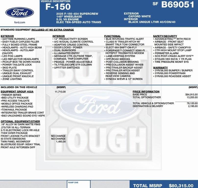 new 2025 Ford F-150 car, priced at $72,472