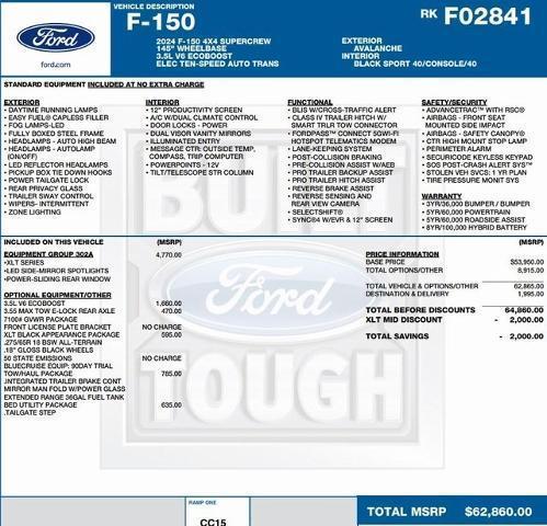 new 2024 Ford F-150 car, priced at $45,789