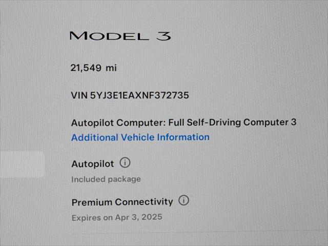 used 2022 Tesla Model 3 car, priced at $27,500