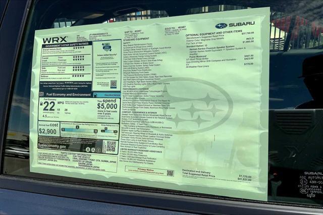 new 2025 Subaru WRX car, priced at $41,831