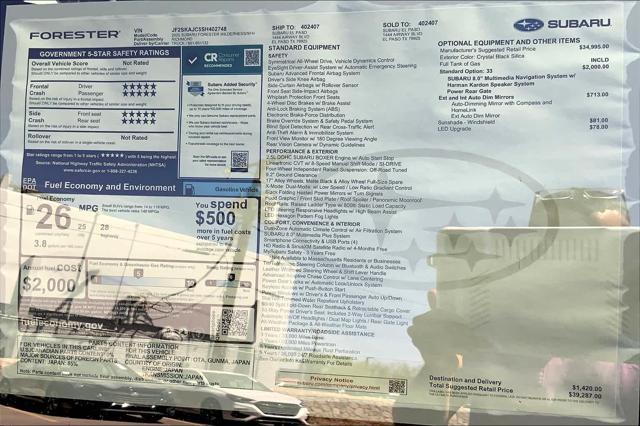 new 2025 Subaru Forester car, priced at $39,287