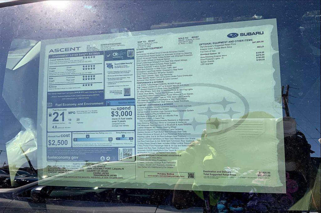 new 2025 Subaru Ascent car, priced at $50,217