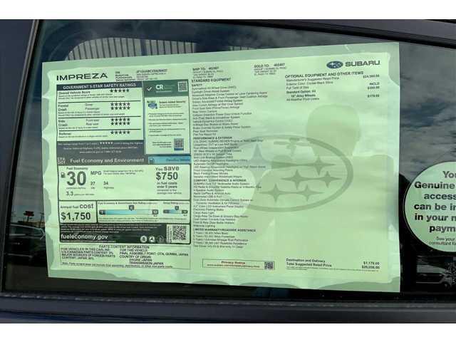 new 2025 Subaru Impreza car, priced at $26,056