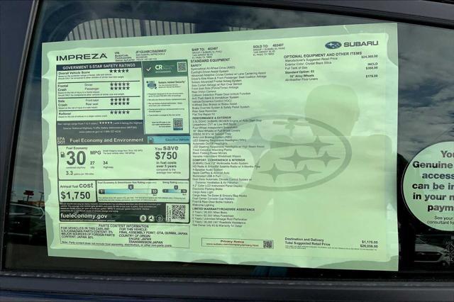 new 2025 Subaru Impreza car, priced at $26,056