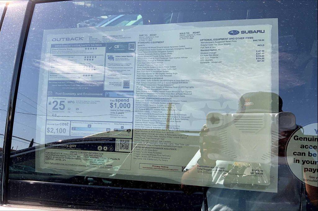 new 2025 Subaru Outback car, priced at $47,328