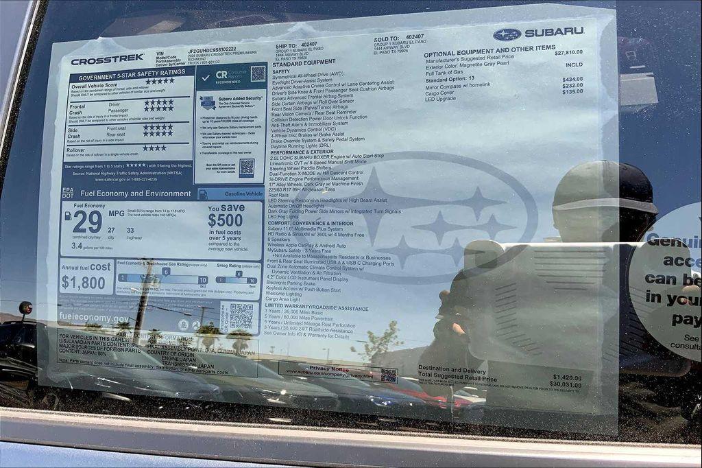 new 2025 Subaru Crosstrek car, priced at $30,031