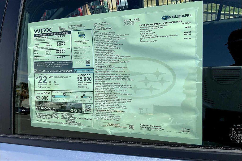new 2025 Subaru WRX car, priced at $39,966