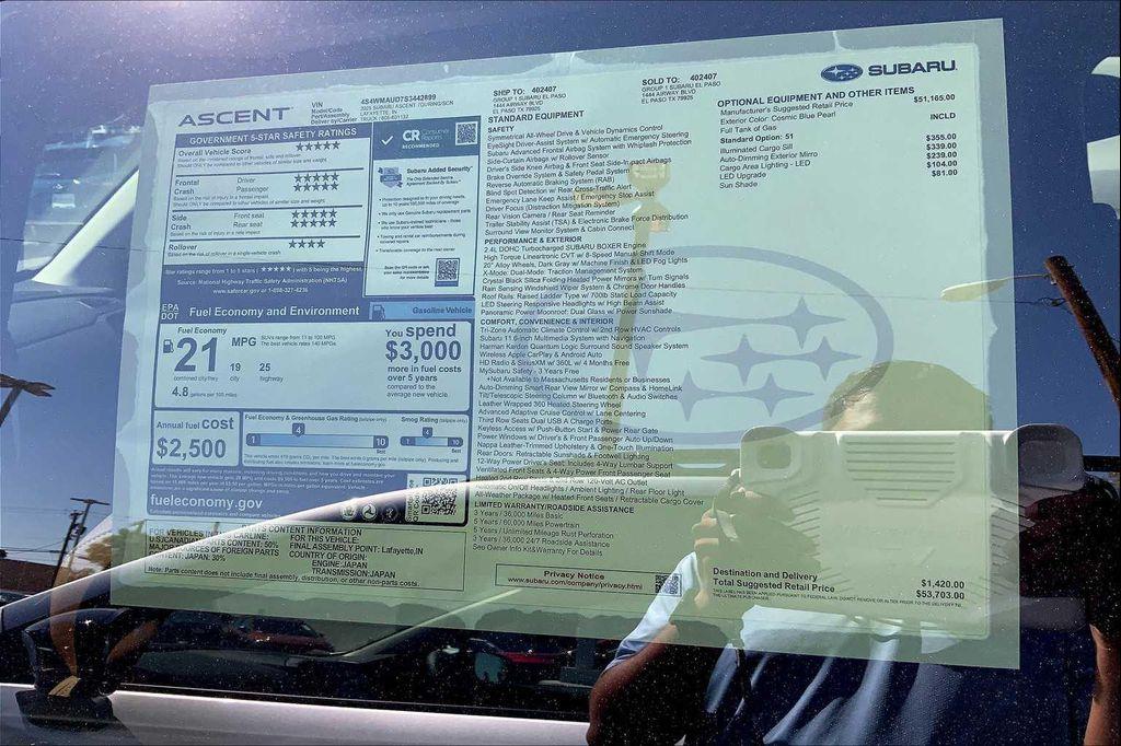 new 2025 Subaru Ascent car, priced at $53,703