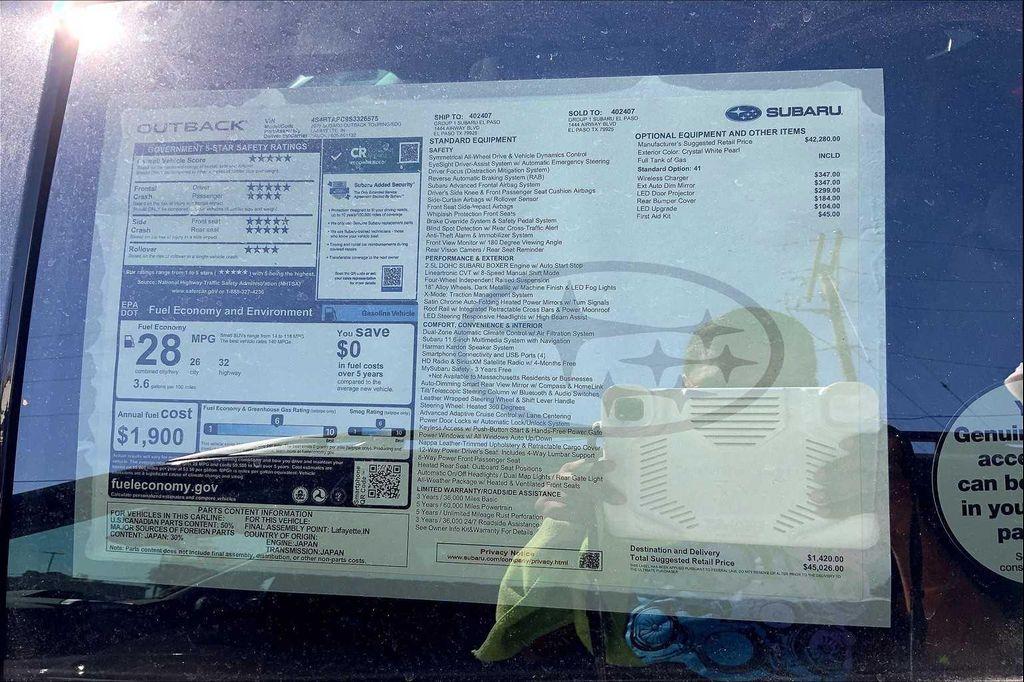 new 2025 Subaru Outback car, priced at $45,026