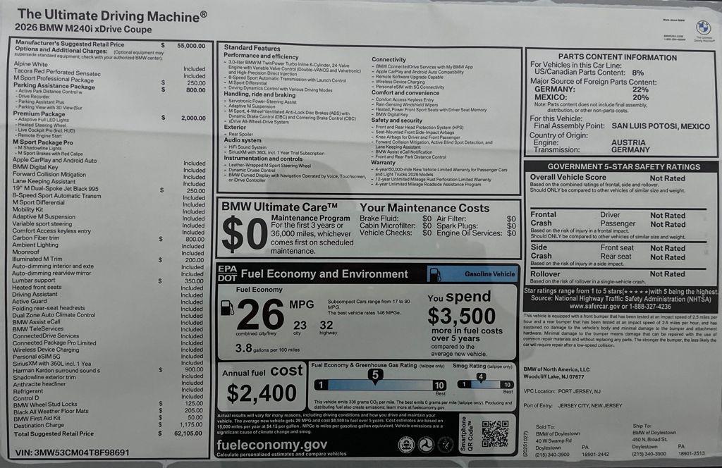 new 2026 BMW M240 car, priced at $62,105