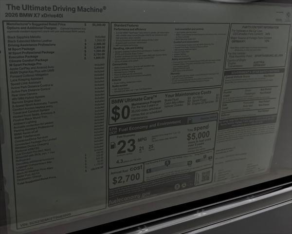 new 2026 BMW X7 car, priced at $100,930