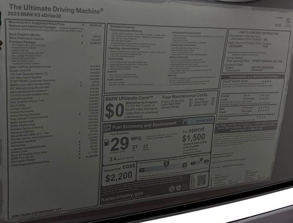 new 2025 BMW X3 car, priced at $57,830