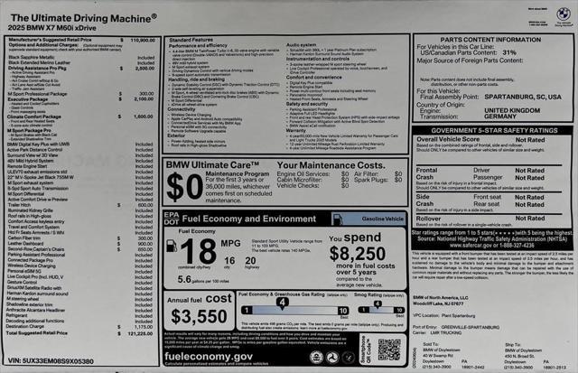 new 2025 BMW X7 car, priced at $121,225