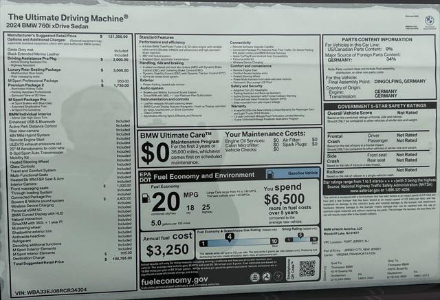 new 2024 BMW 760 car, priced at $135,795