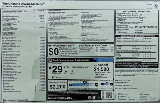 new 2025 BMW M340 car, priced at $68,515