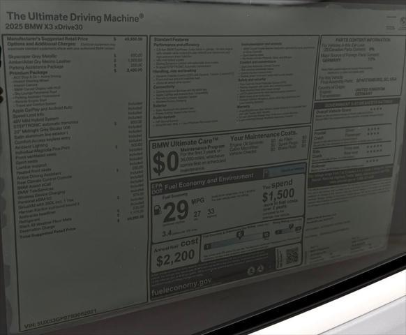 new 2025 BMW X3 car, priced at $59,285
