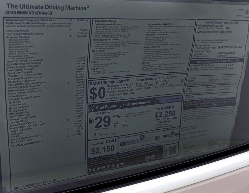 new 2026 BMW X3 car, priced at $57,925