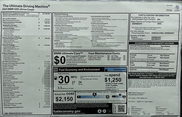 new 2025 BMW 430 car, priced at $63,335