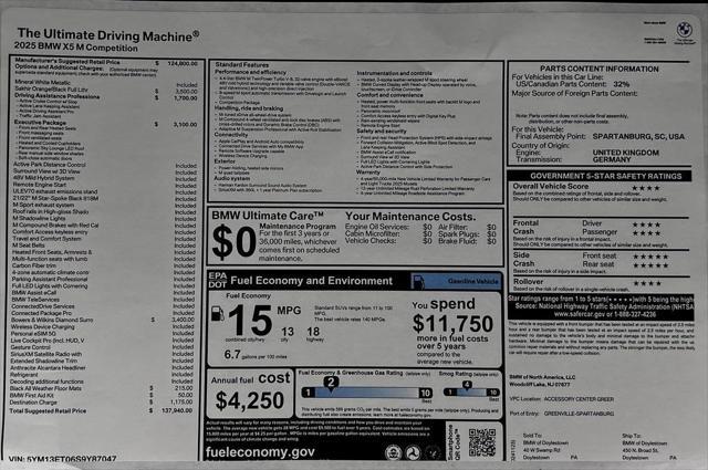 new 2025 BMW X5 M car, priced at $137,940