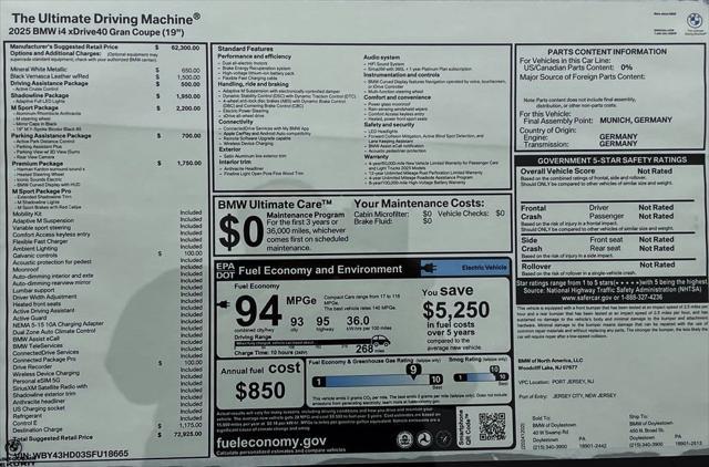 new 2025 BMW i4 Gran Coupe car, priced at $72,925