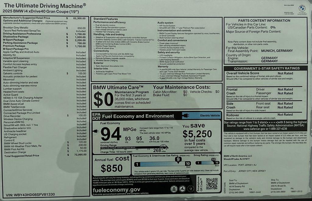 new 2025 BMW i4 Gran Coupe car, priced at $72,995