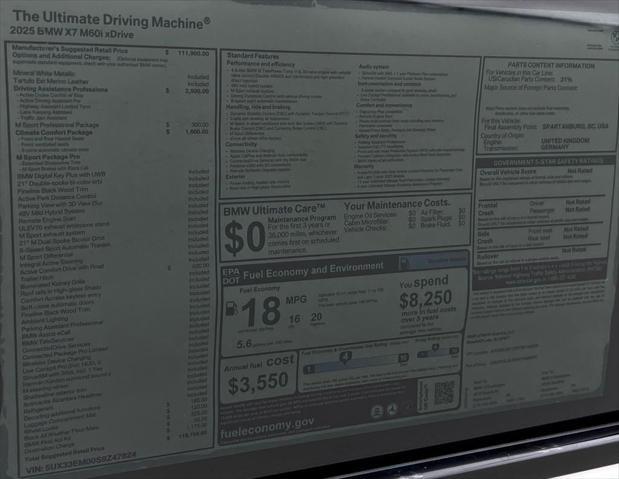 new 2025 BMW X7 car, priced at $118,755