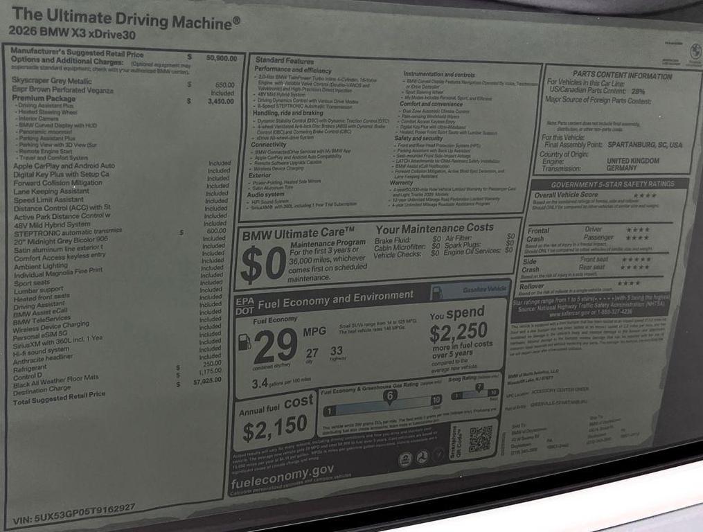 new 2026 BMW X3 car, priced at $57,025