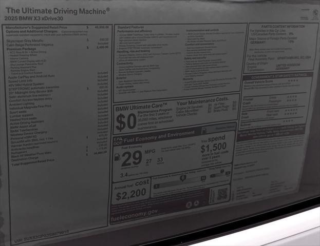 new 2025 BMW X3 car, priced at $56,885