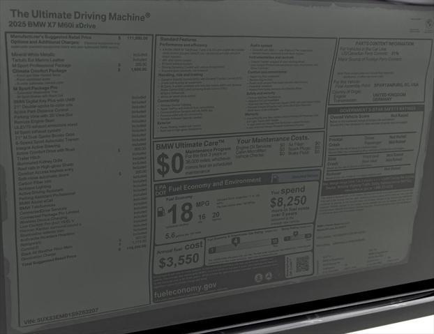 new 2025 BMW X7 car, priced at $116,200