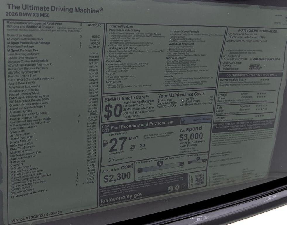 new 2026 BMW X3 car, priced at $72,490