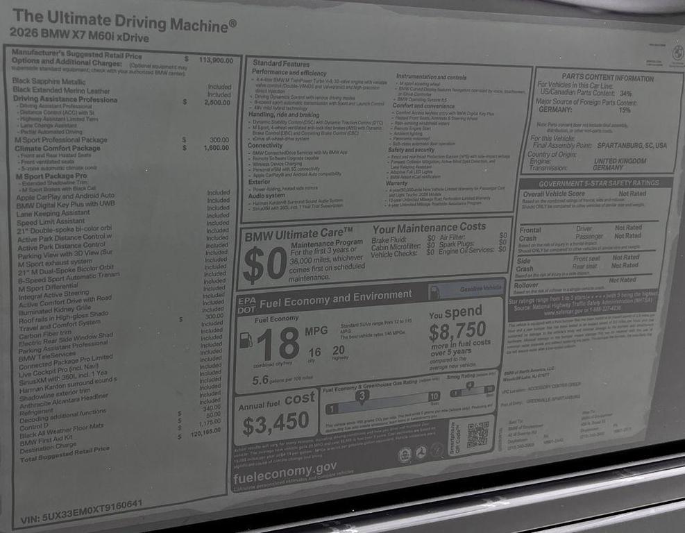 new 2026 BMW X7 car, priced at $120,165