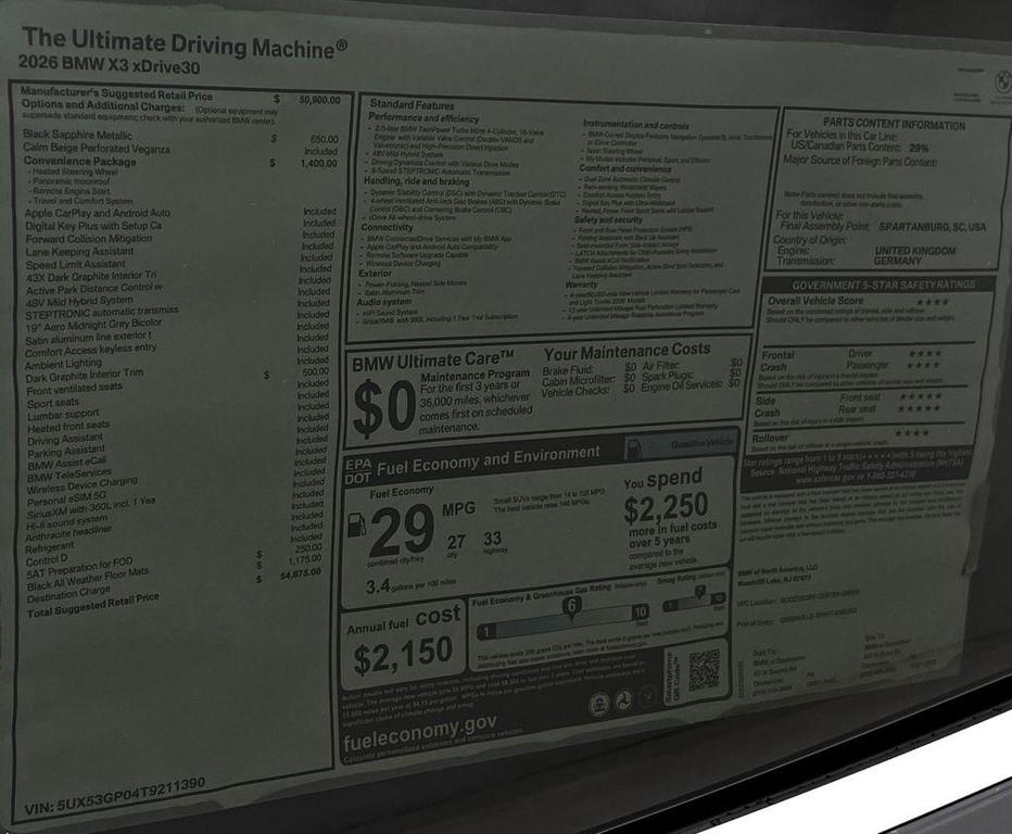 new 2026 BMW X3 car, priced at $54,875