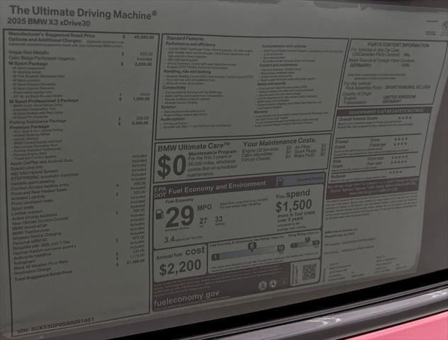 new 2025 BMW X3 car, priced at $61,485