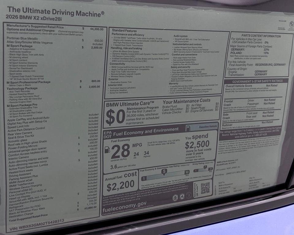 new 2026 BMW X2 car, priced at $53,880