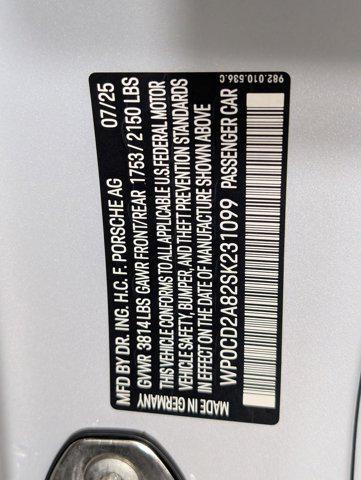 new 2025 Porsche 718 Boxster car, priced at $127,495