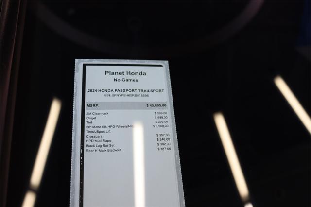 new 2024 Honda Passport car, priced at $50,784