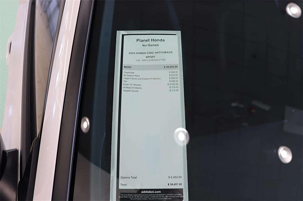 new 2025 Honda Civic car, priced at $31,138