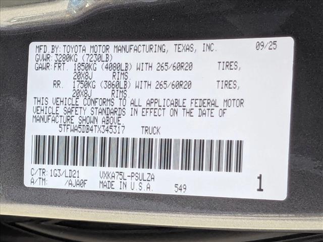 new 2026 Toyota Tundra car, priced at $62,700