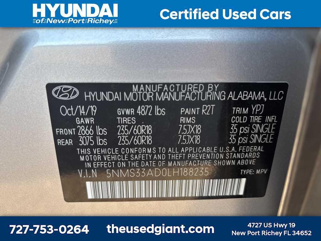 used 2020 Hyundai Santa Fe car, priced at $13,398