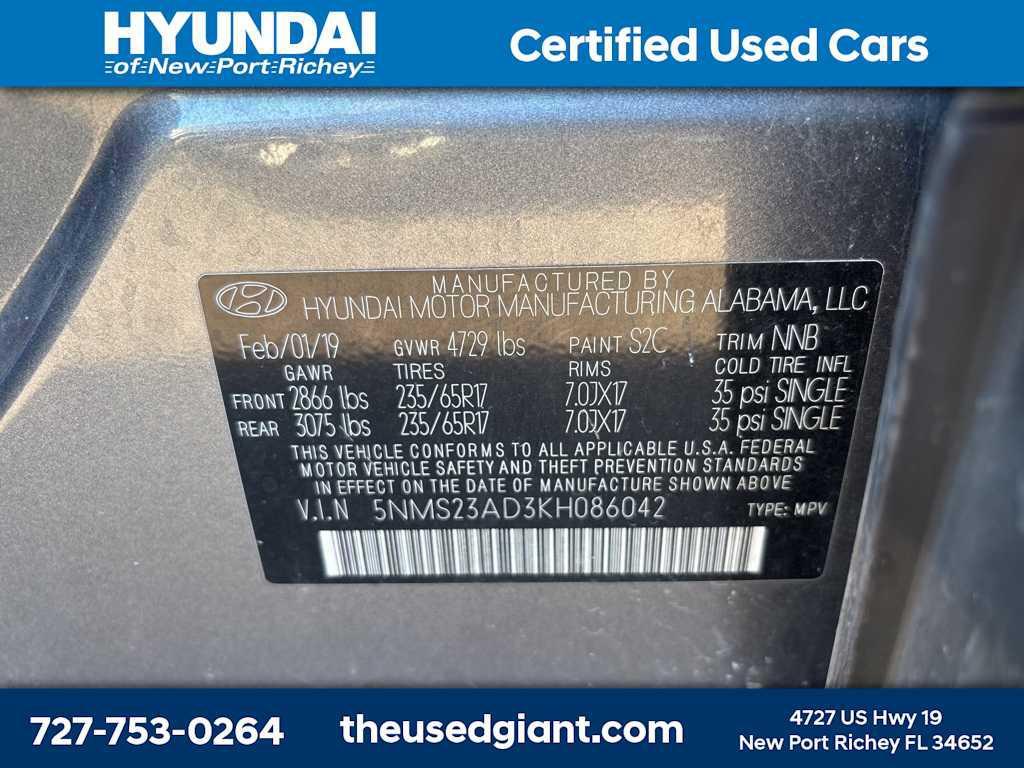 used 2019 Hyundai Santa Fe car, priced at $9,998