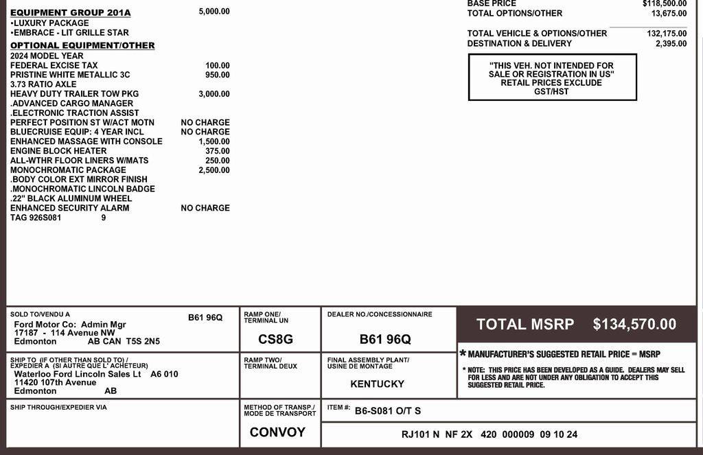 used 2024 Lincoln Navigator car, priced at $74,999