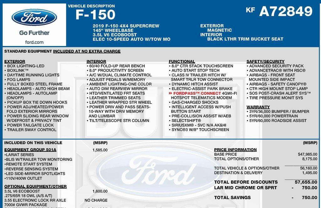 used 2019 Ford F-150 car, priced at $28,749