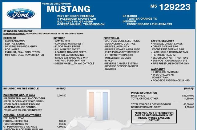 used 2021 Ford Mustang car, priced at $79,993