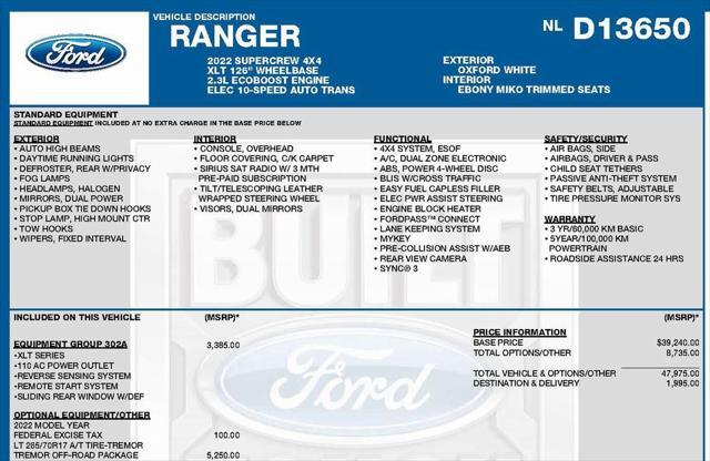 used 2022 Ford Ranger car, priced at $26,913